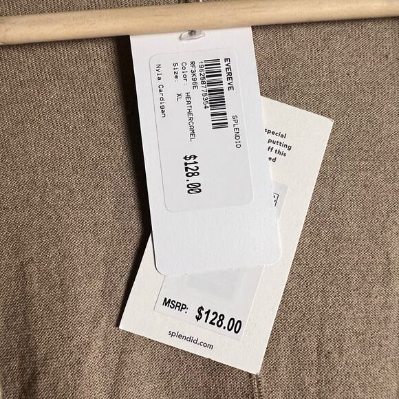 Splendid Evereve Nyla Silk Blend Heather Camel Mid Cardigan Sweater Size XL - Picture 12 of 13